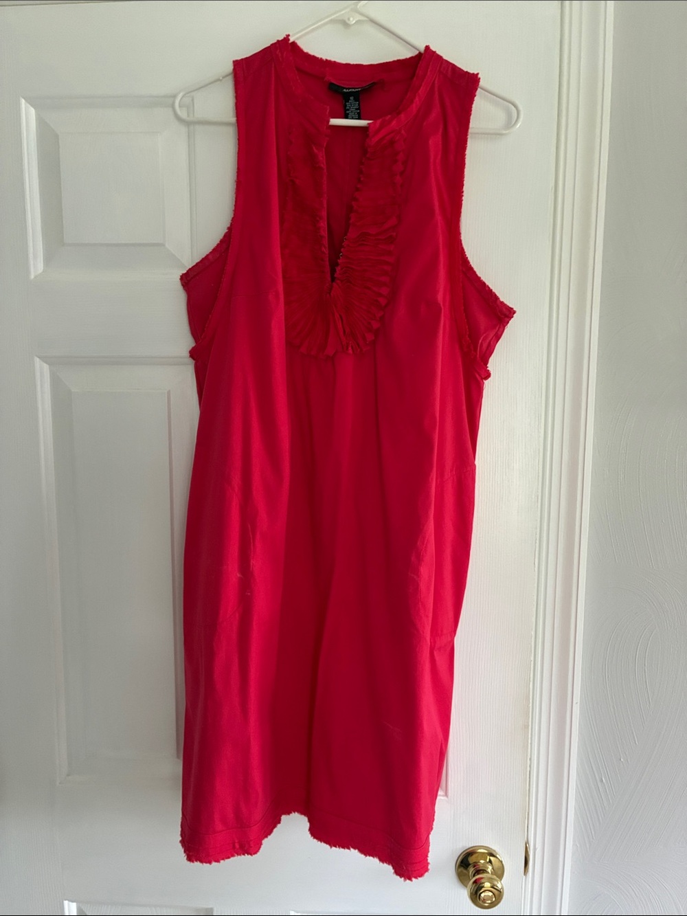 Alfani Red Sleeveless Ruffle V-Neck Dress